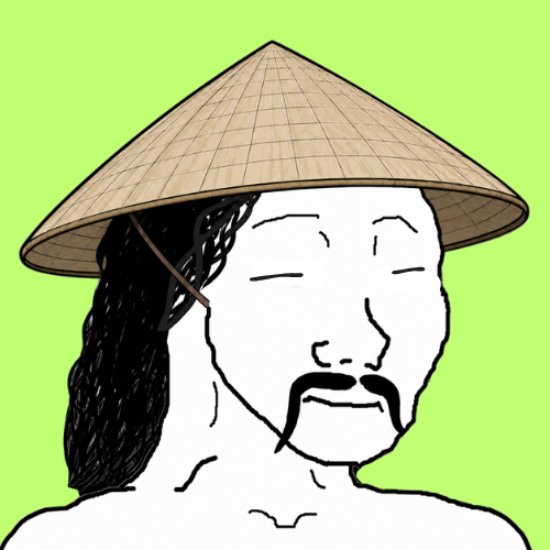 $RURUREMON mascot: the viral Rururemon wojak in a conical straw hat on a bright green background